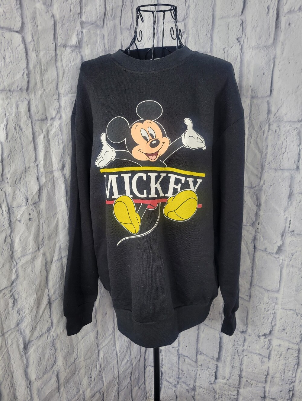 Disney Mickey Mouse Graphic Sweatshirt Black Oversized Size Small